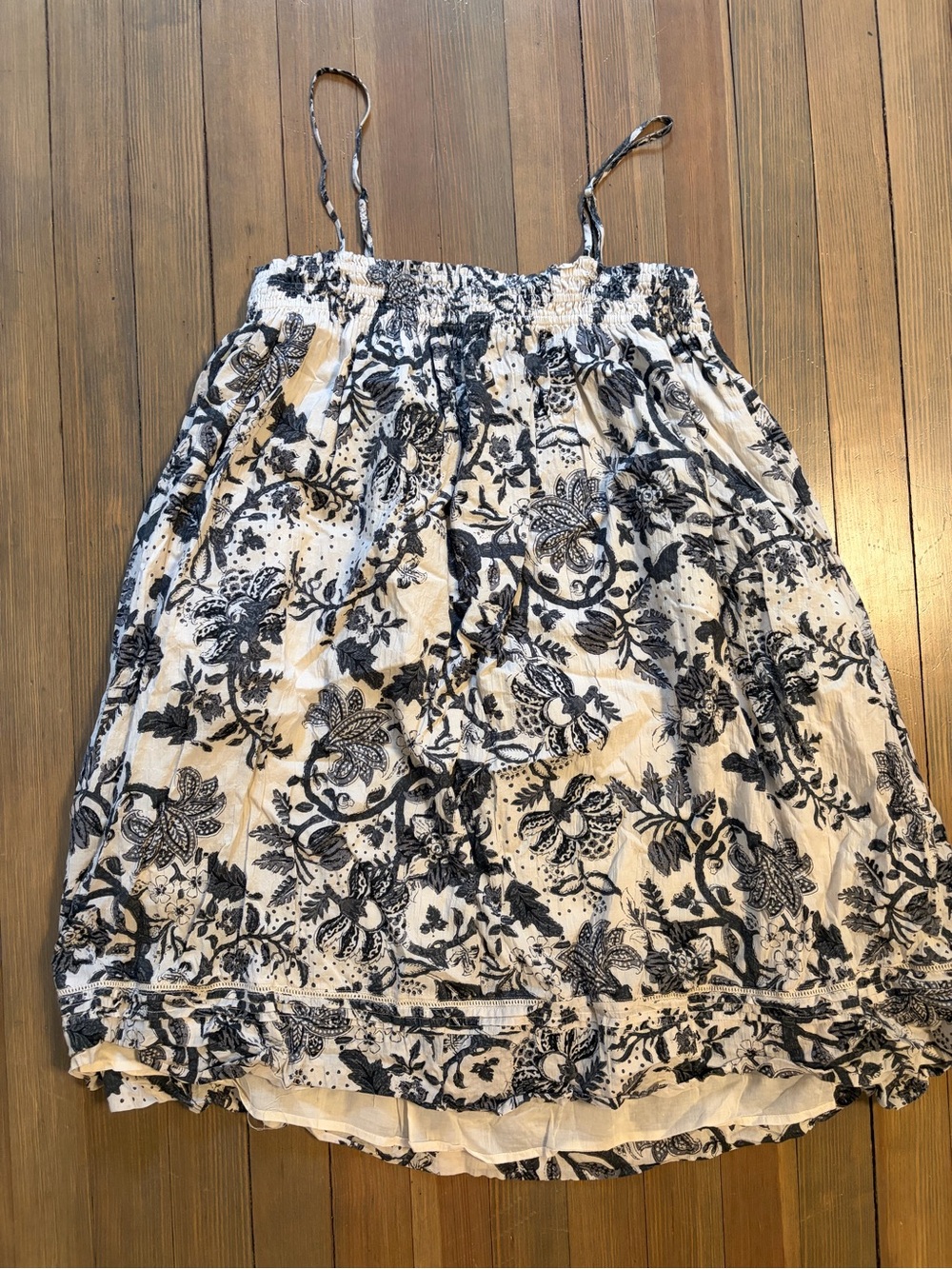 Women’s White and Dark Grey Floral Summer Dress
